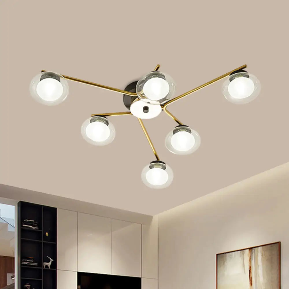 Sleek Metal Semi Flush Mount Ceiling Lamp With Multi - Head And Oval Shade - Stylish Lighting For