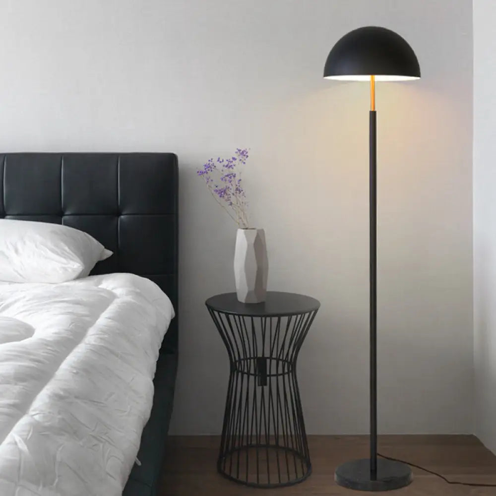 Sleek Metal Semicircle Shade Reading Floor Lamp - Simplicity 2-Headed Black And Gold Design