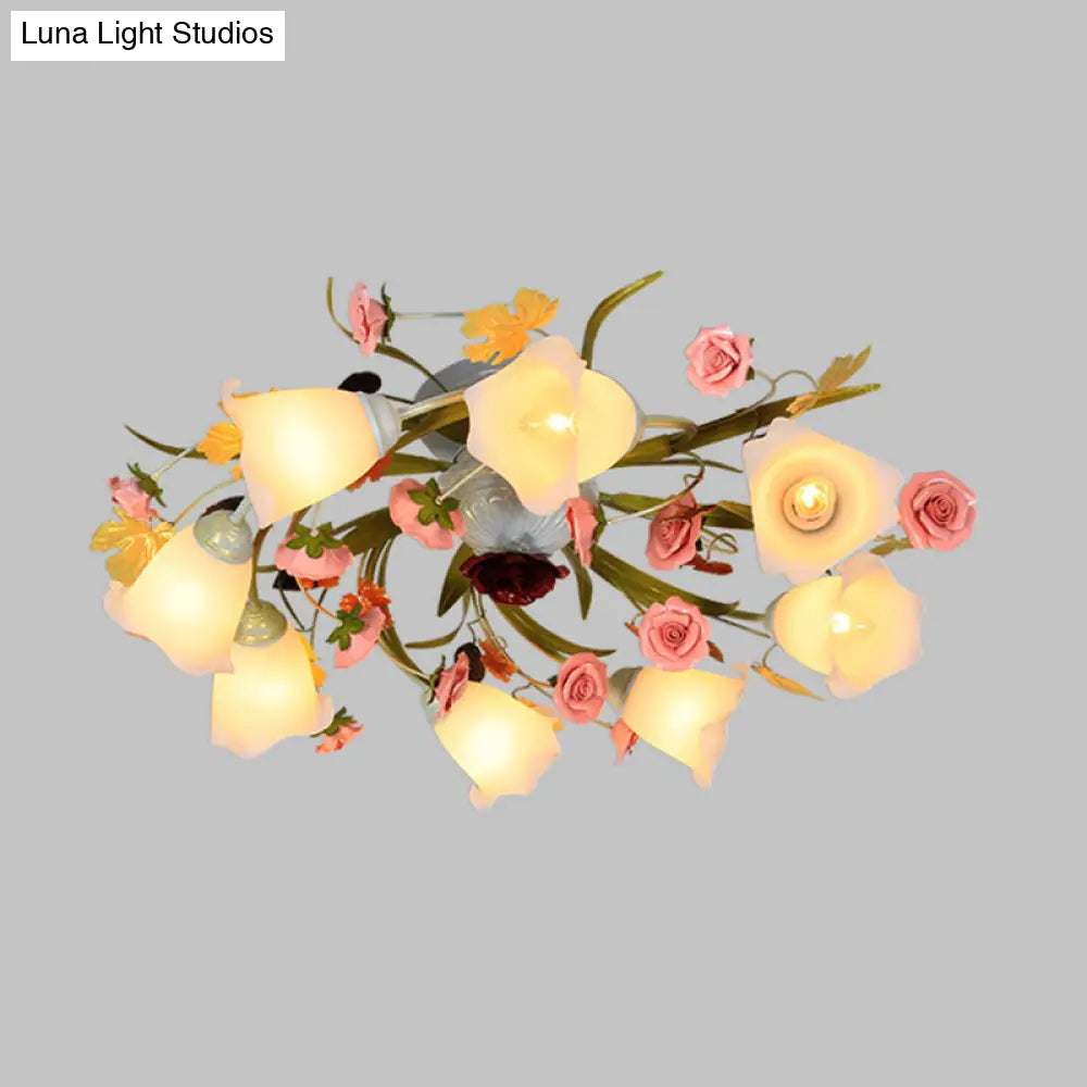Sleek Metal Spiral Ceiling Light With Korean Flower Design - Ideal For Living Room