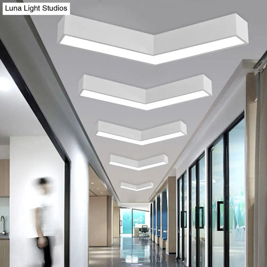 Sleek Metal V-Shaped Led Flush Mount Ceiling Light For Reception Room