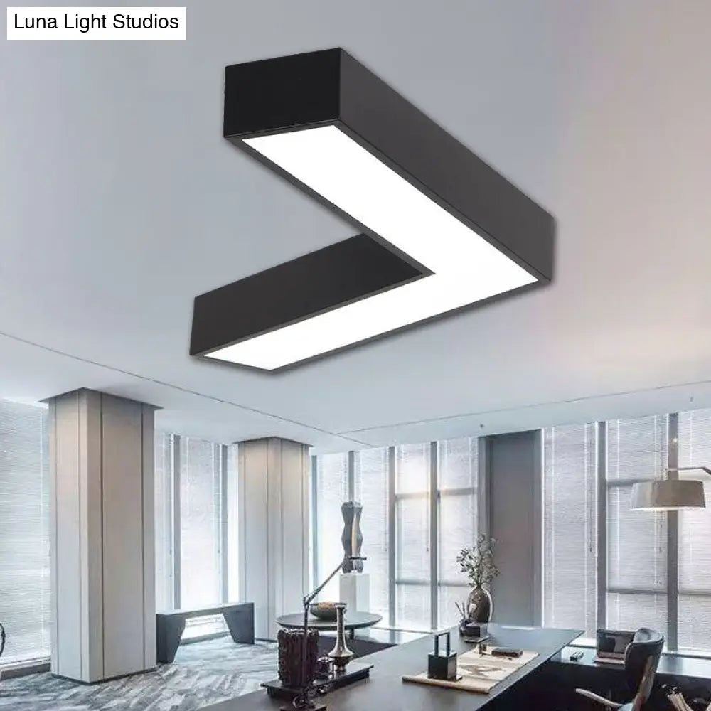 Sleek Metal V-Shaped Led Flush Mount Ceiling Light For Reception Room