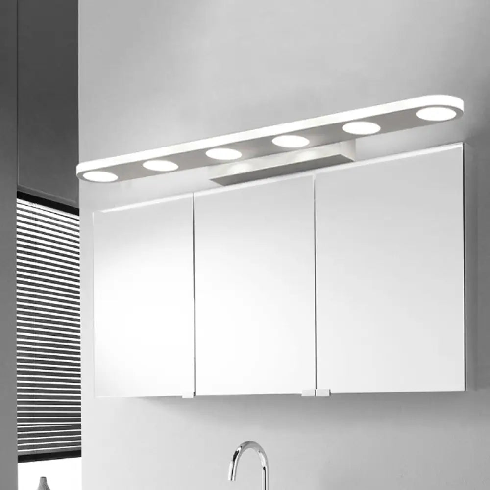 Sleek Metal Vanity Wall Light - 4/6-Light White Mounted Lamp In Warm/White 6 / Warm