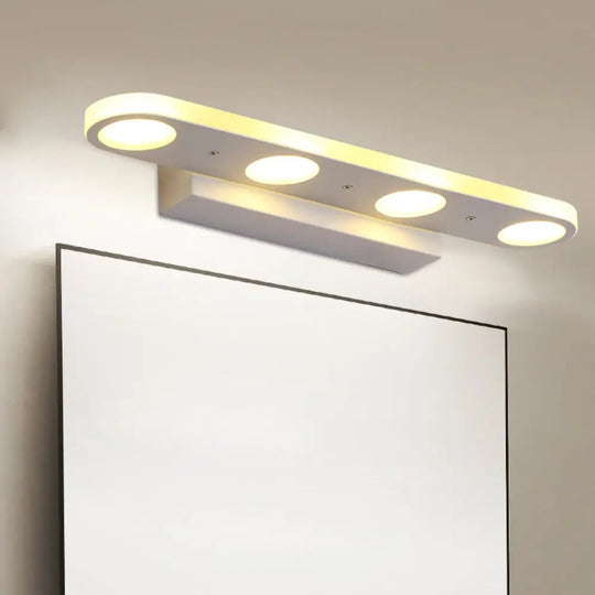 Sleek Metal Vanity Wall Light - 4/6-Light White Mounted Lamp In Warm/White 4 /