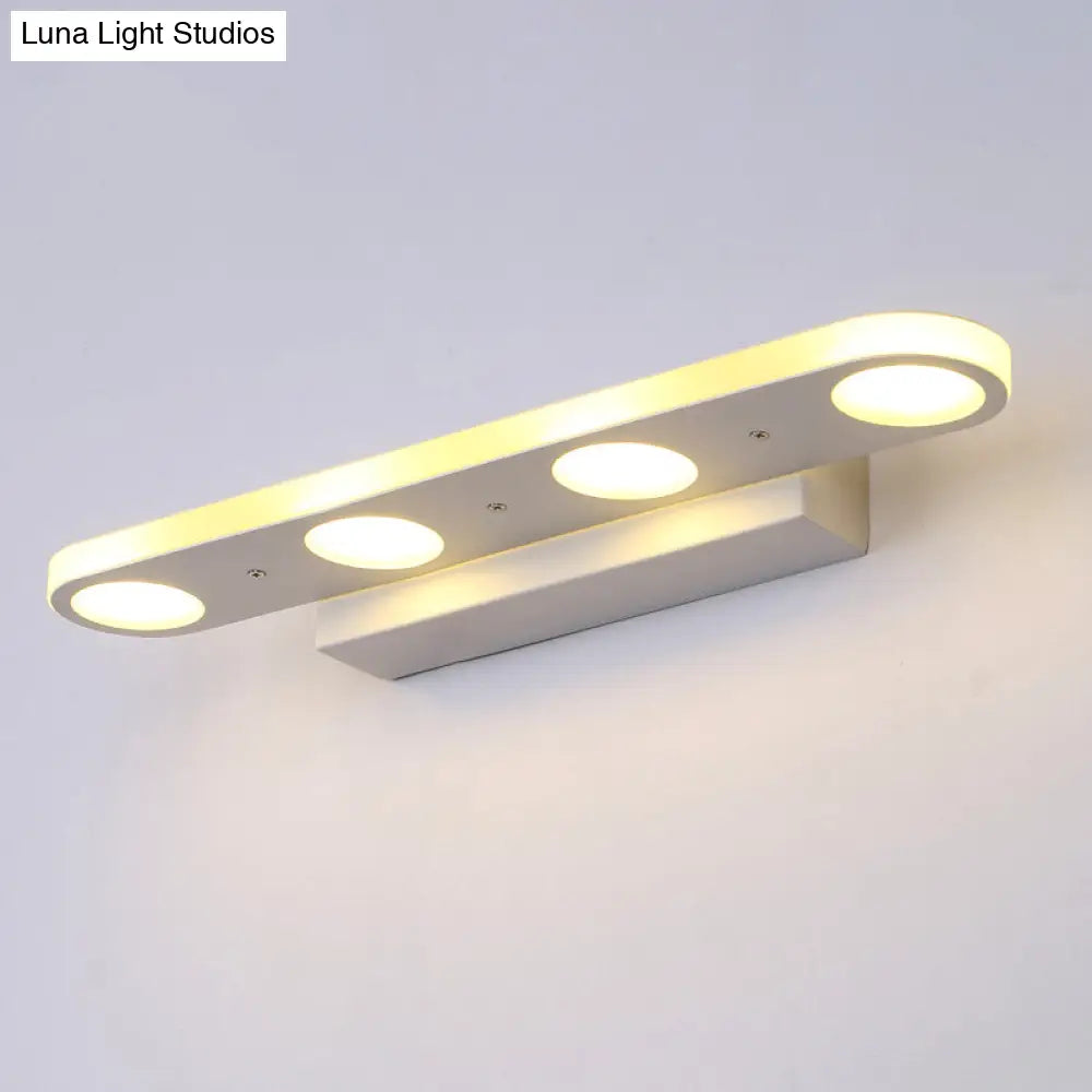 Sleek Metal Vanity Wall Light - 4/6-Light White Mounted Lamp In Warm/White