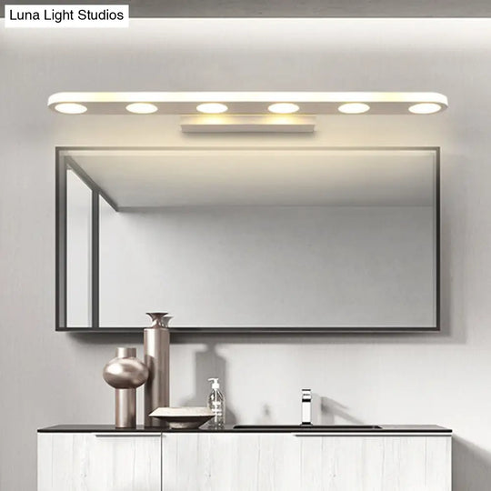 Sleek Metal Vanity Wall Light - 4/6-Light White Mounted Lamp In Warm/White