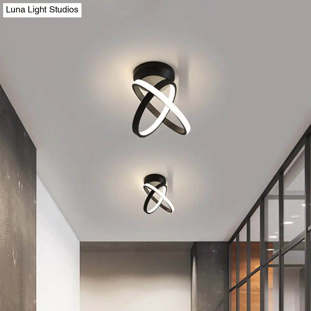 Sleek Metallic Black/White Led Flushmount Ceiling Lamp With Adjustable Warm/White Light -