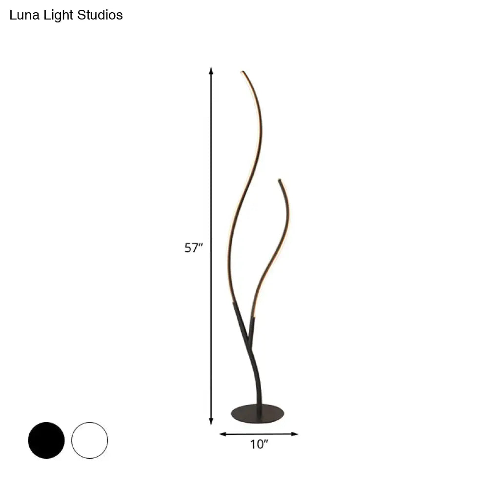 Sleek Metallic Branch Floor Reading Lamp - Modern Led Standing Light For Study Room