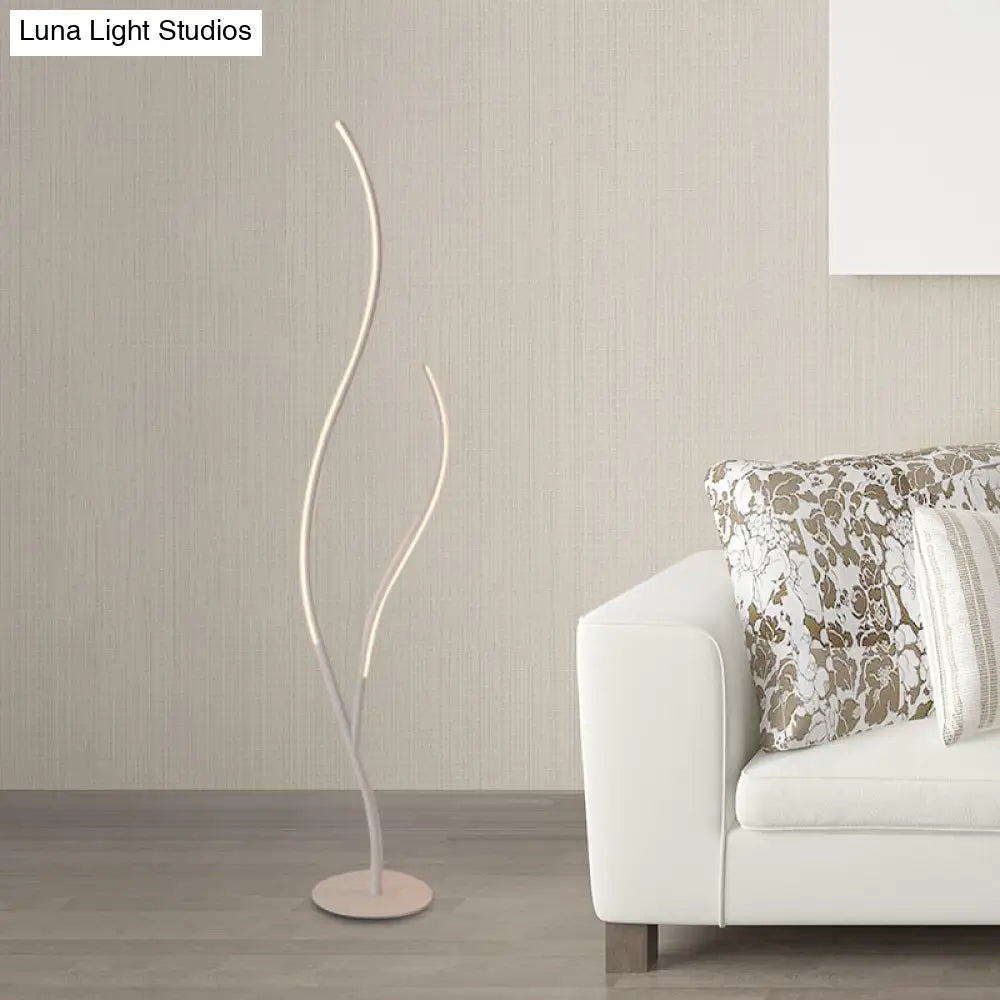 Sleek Metallic Branch Floor Reading Lamp - Modern Led Standing Light For Study Room