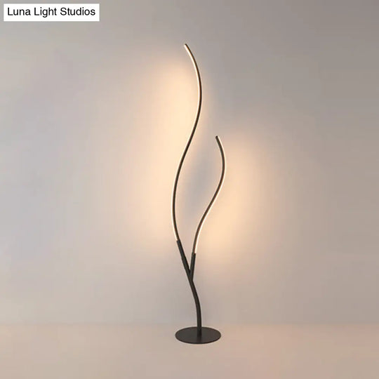 Sleek Metallic Branch Floor Reading Lamp - Modern Led Standing Light For Study Room