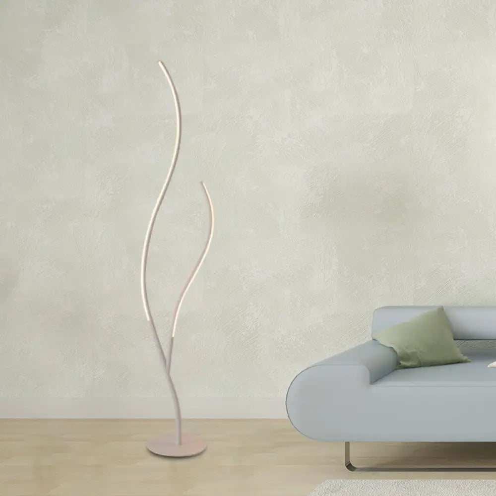 Sleek Metallic Branch Floor Reading Lamp - Modern Led Standing Light For Study Room White