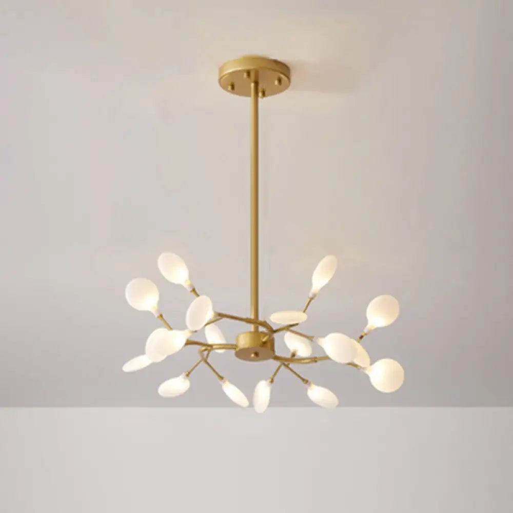 Sleek Metallic Branch Led Chandelier Pendant Light For Living Room 18 / Gold A
