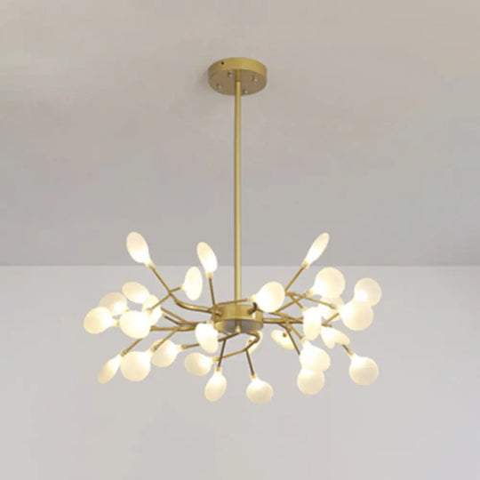Sleek Metallic Branch Led Chandelier Pendant Light For Living Room 30 / Gold A