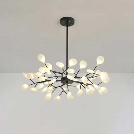 Sleek Metallic Branch Led Chandelier Pendant Light For Living Room 45 / Black A