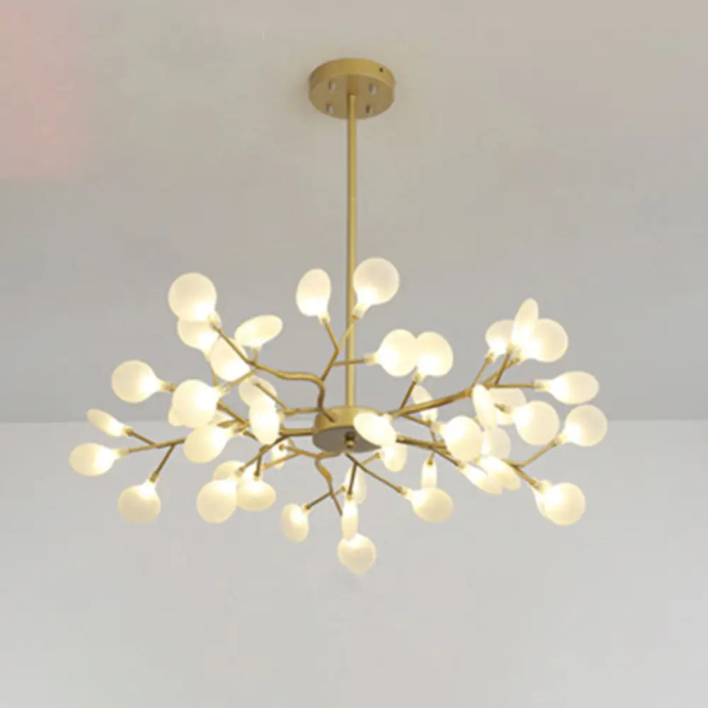 Sleek Metallic Branch Led Chandelier Pendant Light For Living Room 45 / Gold A