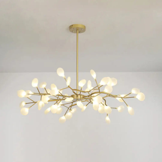 Sleek Metallic Branch Led Chandelier Pendant Light For Living Room 54 / Gold A