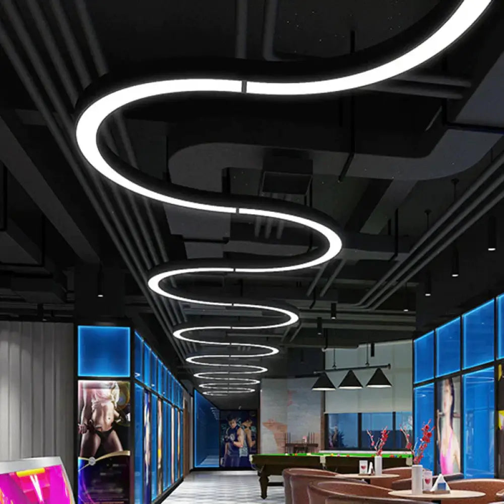 Sleek Metallic Led Arc Pendant: Ideal For Gyms Shopping Centers And Spacious Venues Black / 39.5’