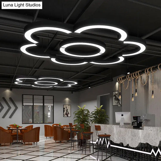 Contemporary Black Metal Arc Gym Pendant Lamp With Led Hanging Ceiling Light