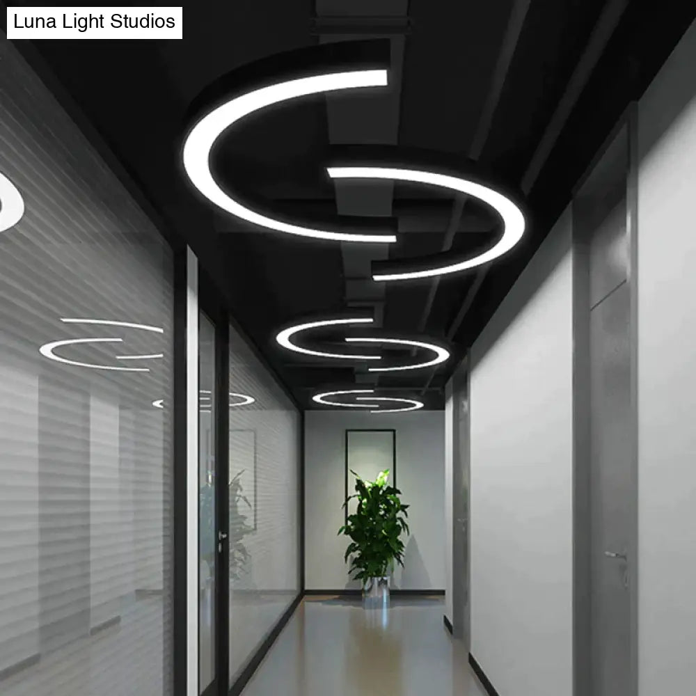 Sleek Metallic Led Arc Pendant: Ideal For Gyms Shopping Centers And Spacious Venues Light