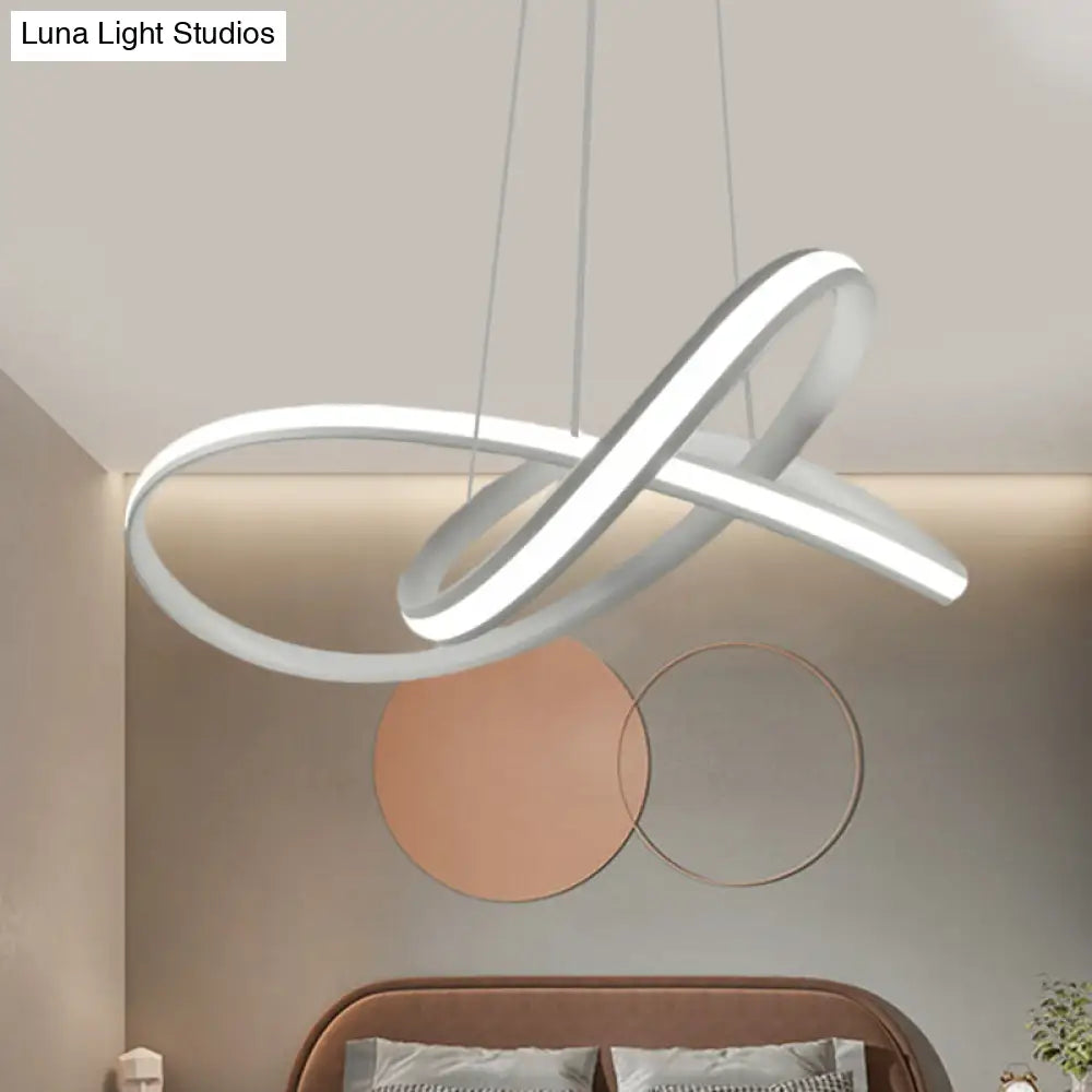 Minimalist Metallic Led Pendant Chandelier With Twining Hoops In Warm/White Light