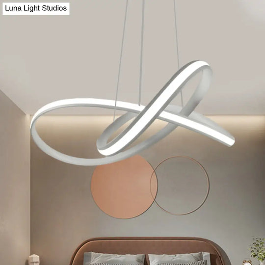 Minimalist Metallic Led Pendant Chandelier With Twining Hoops In Warm/White Light