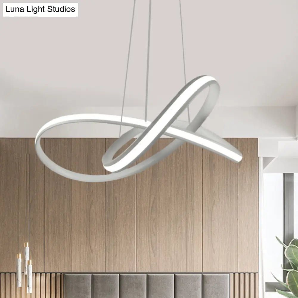 Minimalist Metallic Led Pendant Chandelier With Twining Hoops In Warm/White Light White / Warm