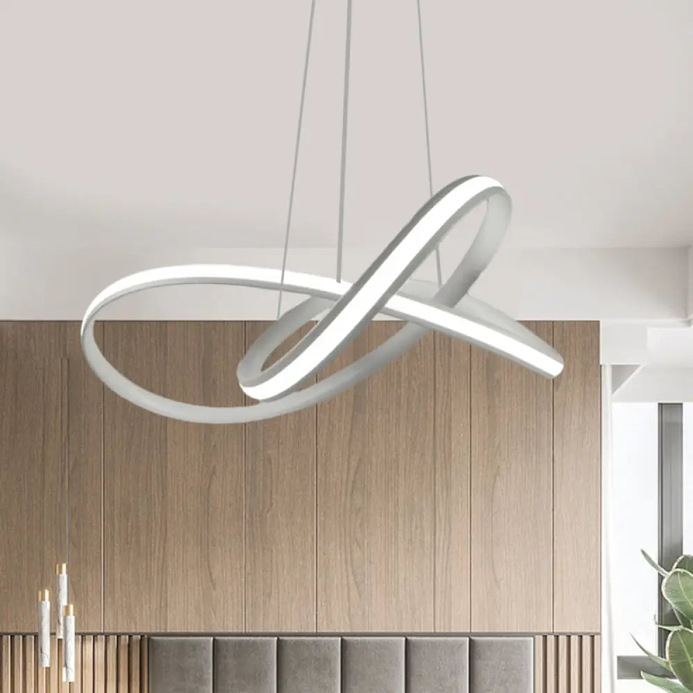 Sleek Metallic Led Pendant: Discreet Hoop Drop Minimalist Chandelier White / Warm