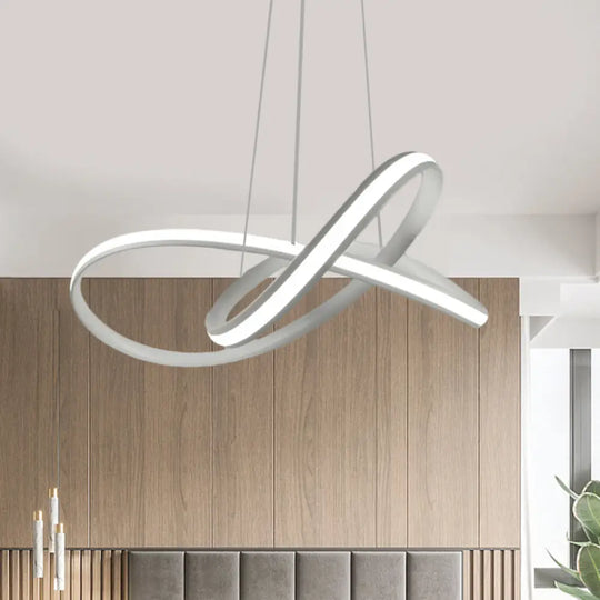 Sleek Metallic Led Pendant: Discreet Hoop Drop Minimalist Chandelier White / Warm