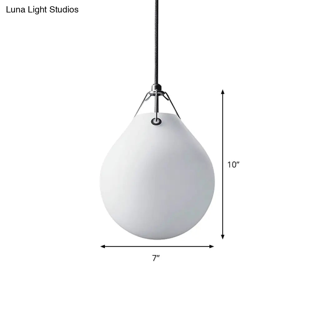 White Glass Minimalist Sphere Pendant Light For Restaurants - 1 Head 7/10 Wide