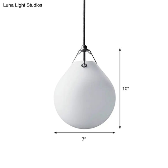 White Glass Minimalist Sphere Pendant Light For Restaurants - 1 Head 7/10 Wide