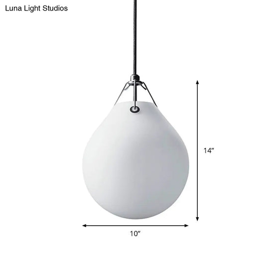 White Glass Minimalist Sphere Pendant Light For Restaurants - 1 Head 7/10 Wide