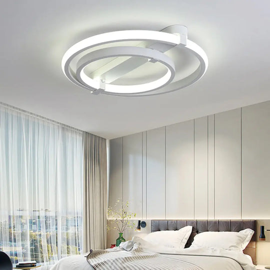 Sleek Minimalistic Led Semi Flush Ceiling Light In White For Living Room 2 /