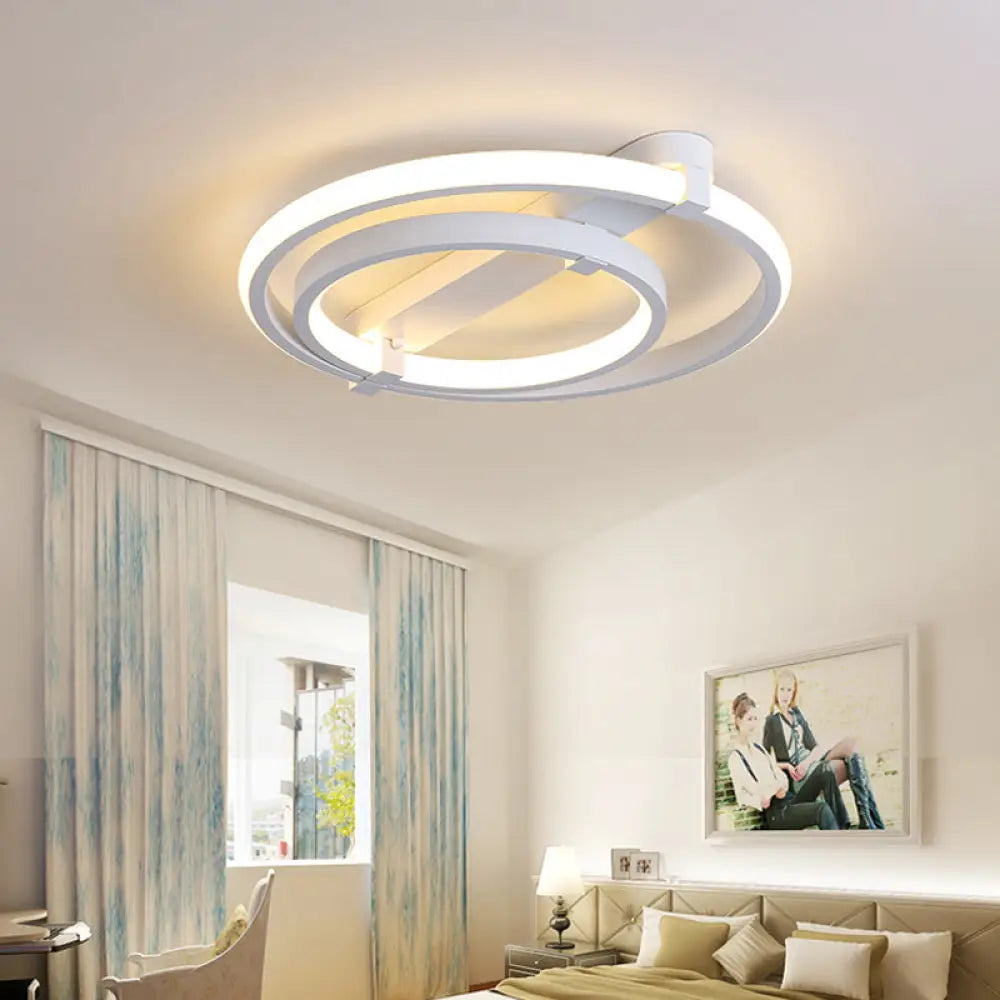 Sleek Minimalistic Led Semi Flush Ceiling Light In White For Living Room 2 / Warm