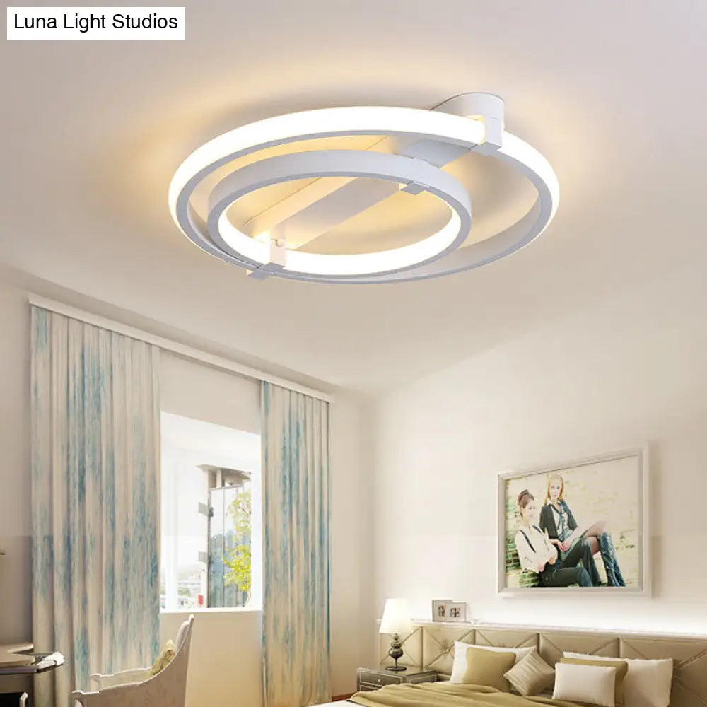 Sleek Minimalistic Led Semi Flush Ceiling Light In White For Living Room 2 / Warm