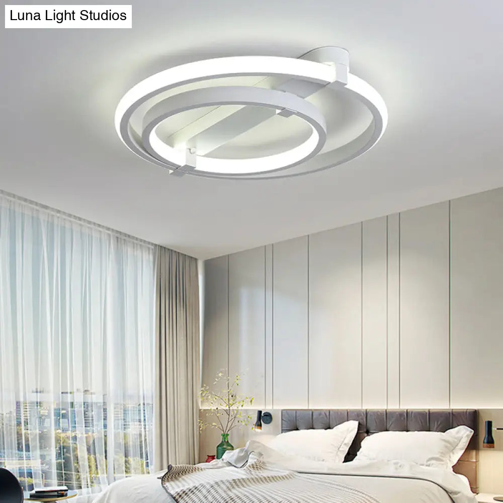 Sleek Minimalistic Led Semi Flush Ceiling Light In White For Living Room 2 /