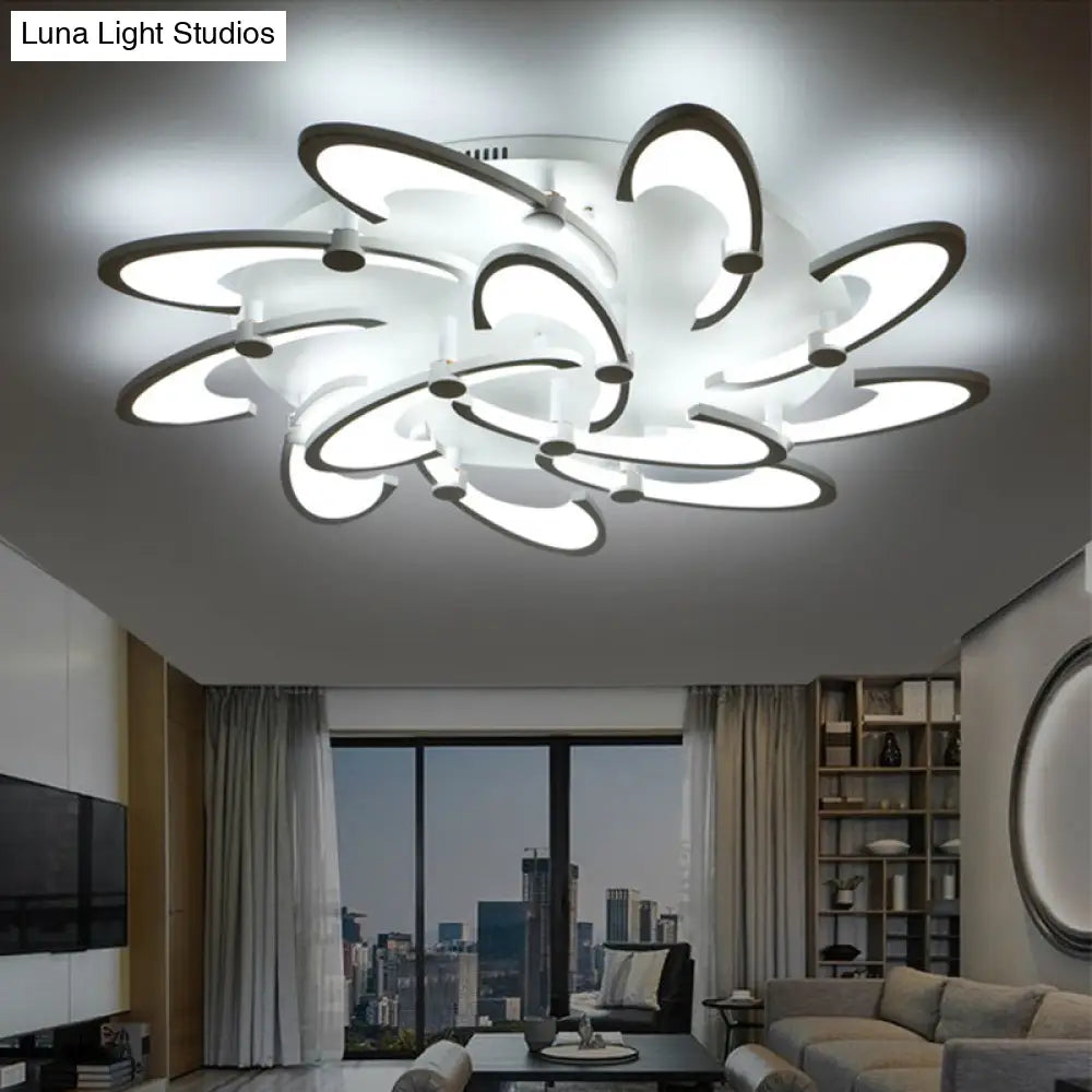 Sleek Modern Floral Flush Mount Lamp - 3/6/12-Head Acrylic Semi Ceiling Light In Warm/White