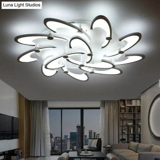 Sleek Modern Floral Flush Mount Lamp - 3/6/12-Head Acrylic Semi Ceiling Light In Warm/White