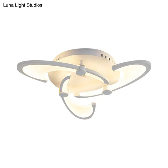 Sleek Modern Floral Flush Mount Lamp - 3/6/12-Head Acrylic Semi Ceiling Light In Warm/White