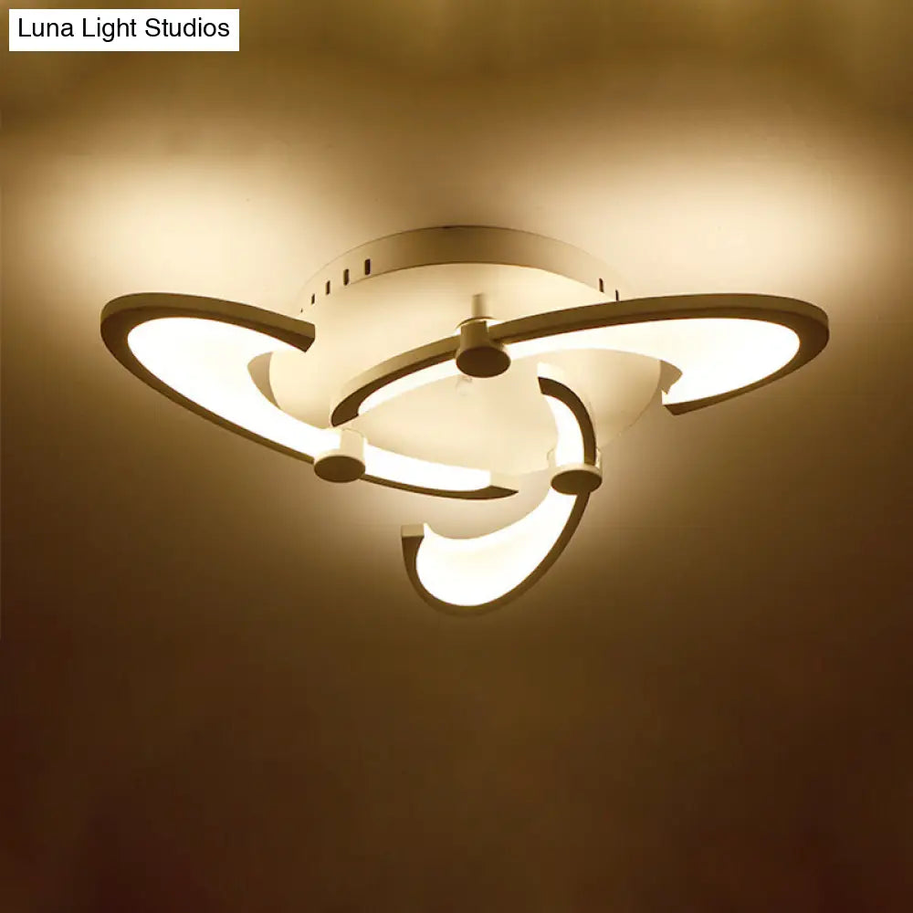 Sleek Modern Floral Flush Mount Lamp - 3/6/12-Head Acrylic Semi Ceiling Light In Warm/White