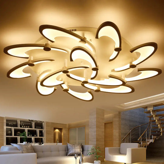 Sleek Modern Floral Flush Mount Lamp - 3/6/12-Head Acrylic Semi Ceiling Light In Warm/White 12 /