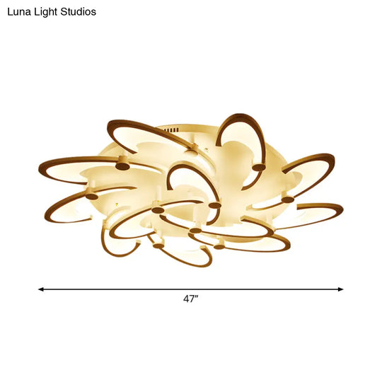 Sleek Modern Floral Flush Mount Lamp - 3/6/12-Head Acrylic Semi Ceiling Light In Warm/White