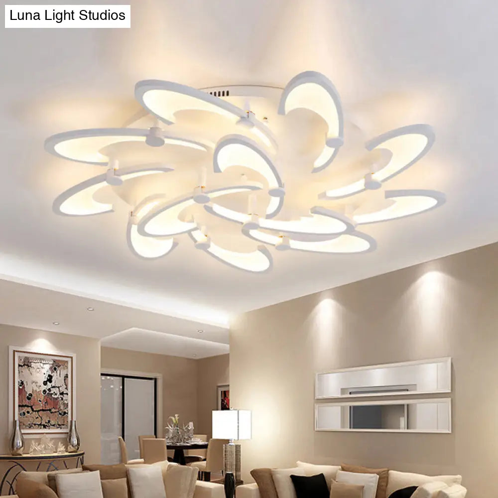 Sleek Modern Floral Flush Mount Lamp - 3/6/12-Head Acrylic Semi Ceiling Light In Warm/White