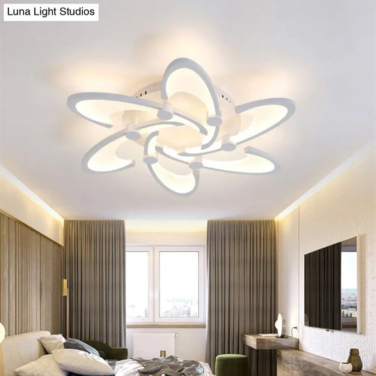 Sleek Modern Floral Flush Mount Lamp - 3/6/12-Head Acrylic Semi Ceiling Light In Warm/White