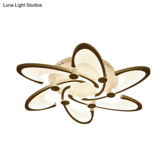 Sleek Modern Floral Flush Mount Lamp - 3/6/12-Head Acrylic Semi Ceiling Light In Warm/White