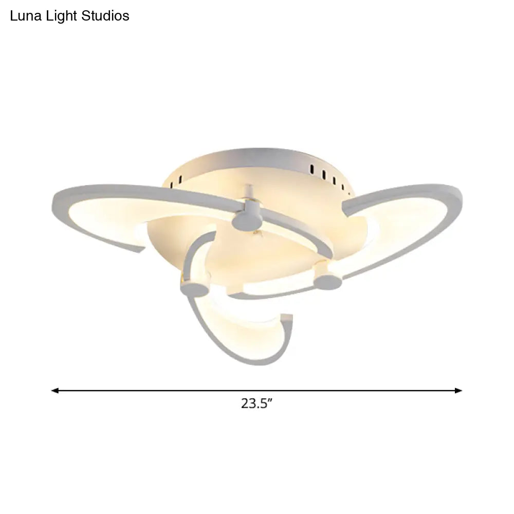 Sleek Modern Floral Flush Mount Lamp - 3/6/12-Head Acrylic Semi Ceiling Light In Warm/White