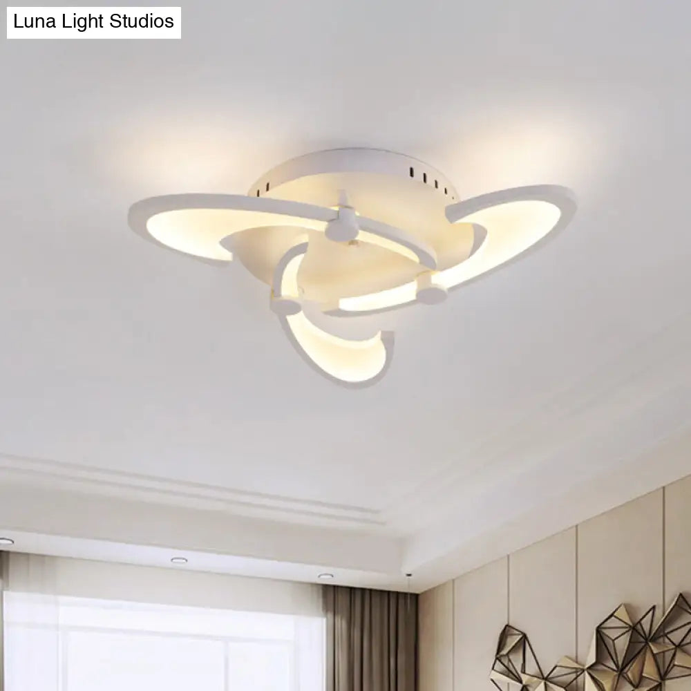 Sleek Modern Floral Flush Mount Lamp - 3/6/12-Head Acrylic Semi Ceiling Light In Warm/White