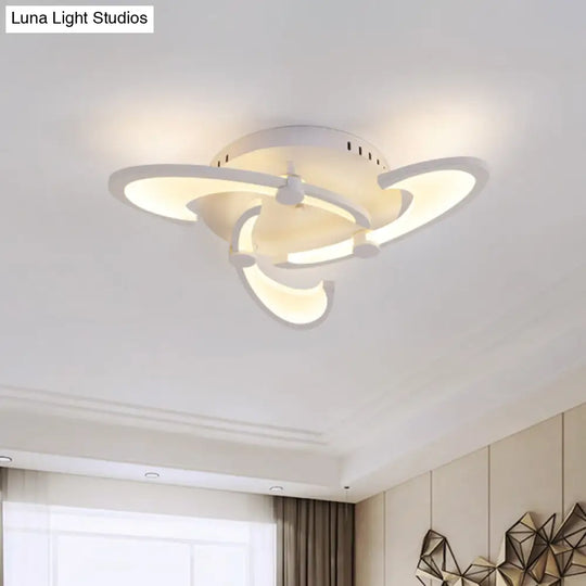 Sleek Modern Floral Flush Mount Lamp - 3/6/12-Head Acrylic Semi Ceiling Light In Warm/White