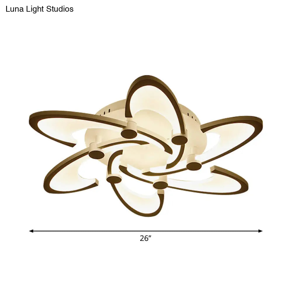 Sleek Modern Floral Flush Mount Lamp - 3/6/12-Head Acrylic Semi Ceiling Light In Warm/White