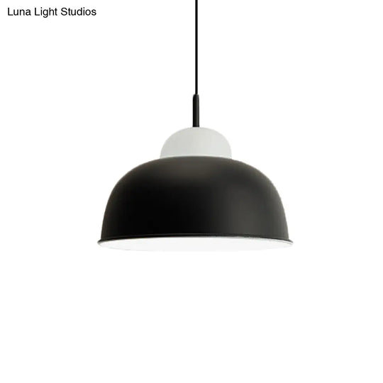 Monochrome Metal Suspension Light For Study Room - Simple Style Single Black/Grey/White