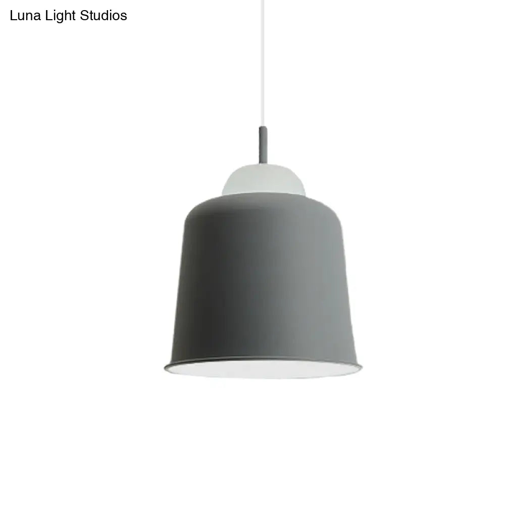 Sleek Monochrome Metal Suspension Light For Study Room - Single Hanging Lamp