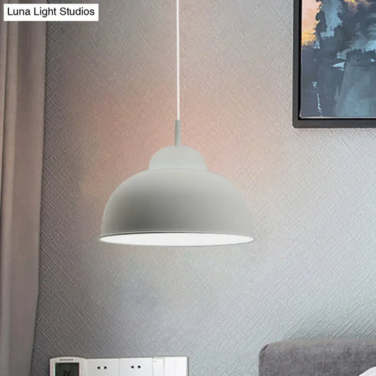 Monochrome Metal Suspension Light For Study Room - Simple Style Single Black/Grey/White